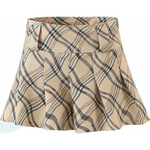 ZREDARA summer 2021 new sweet plaid pleated ladies short skirt mini bust mid-high waist zipper fashion hot sale