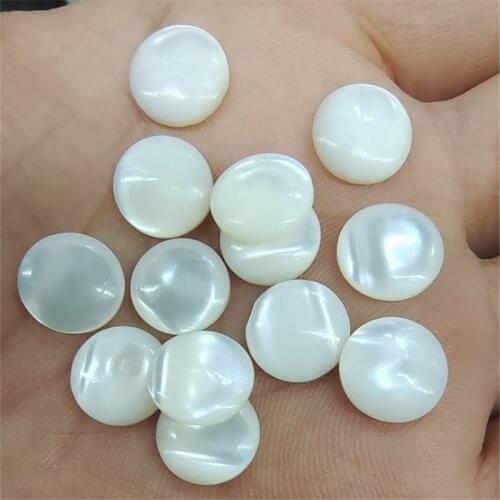 10PCS Nature Saltwater Shell Cabochons Sea Mother Of Pearl Cabs NO Hole Round Shape 10MM