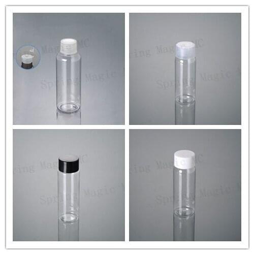 100PCS 100ML Clear PET Bottles With Black/White Spiral Lid,Empty Plastic Travel Portable Cosmetic Bottle,Skin Care Toner Bottle