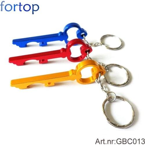 100pcs -mix colors Aluminum alloy key shape opener for bottle/colorful mental beer tool opener keychains/Stock bar tool and gift