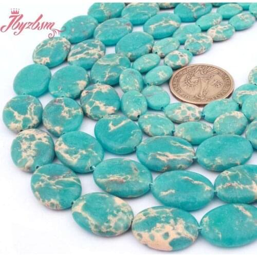 10x14/15x20mm Natural Sea Sediment Blue Oval Shape Loose Specer Stone Beads For DIY Jewelry Making Necklace Bracelet Strand 15"