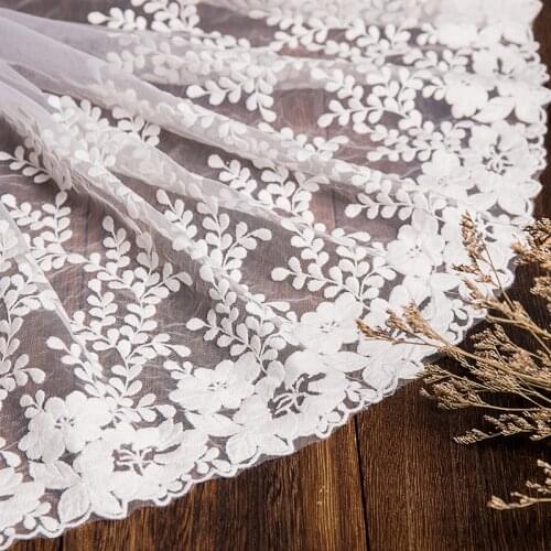 32cm White Powder Black Milk Silk Water Soluble Embroidery Clothing Accessories Lace Fabric Skirt Curtain Lace Accessories
