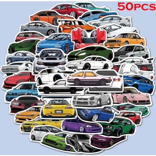 50pcs Cartoon car series Stickers for Luggage Laptop Bike Skateboard Stickers Waterproof Childrens Toy Graffiti Stickers