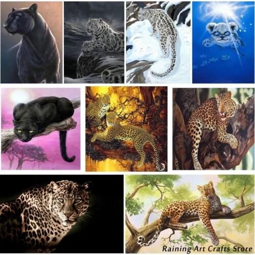 5D Diy Diamond Painting Animal Panther Leopard Full Square Round Drill Embroidery Cross Stitch Mosaic Pictures Home Decoration