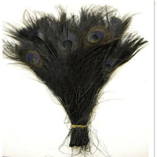 Free shipping 100 PCS black dyed peacock feather 10-12 inch / 25 to 30 cm peacock feathers for wedding decorations