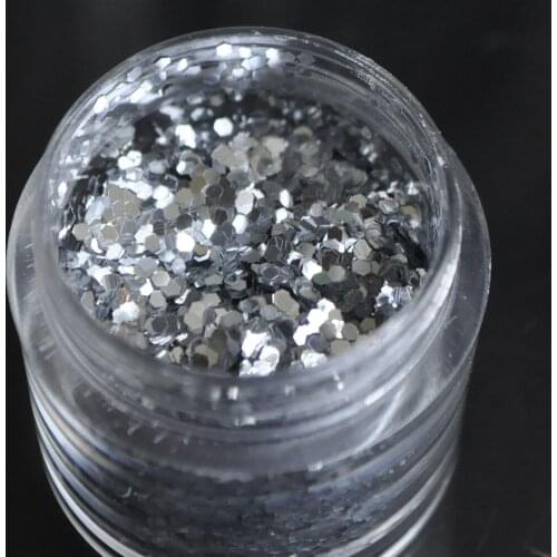 Bling Silver Gray Color Hexagonal Nail Art FINE GLITTER Sequins DUST UV Gel Acrylic Nails DIY Accessory N07
