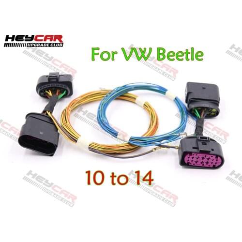 For VW Beetle HID Xenon Headlight 10 to 14 Pin Connector Adapter harness Wire Cable