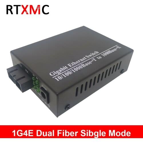 Dual Fiber 1G4E 1.25G Fiber port & 4*10/100/1000M Gigabit Ethernet Switch 4Port 1.25G fiber 4 RJ45 fiber optic media converter