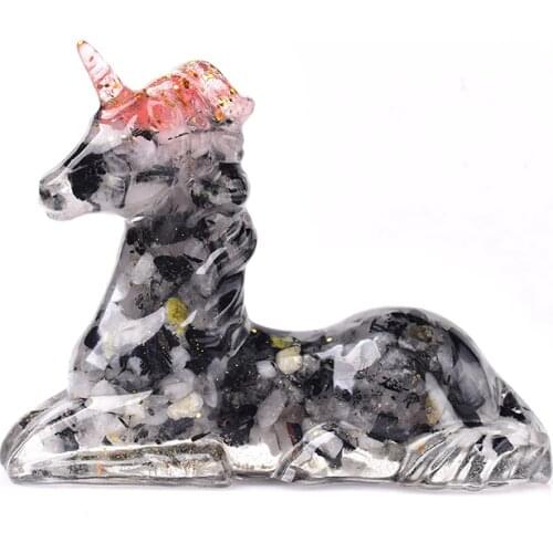 Unicorn Silicone Figurine Handmade Hone Decor Crafts Natural Crystal Gravel Specimen Reiki Energy Stone Ornaments Souvenir Gift
