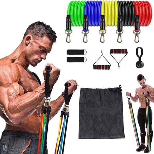 11 Pcs Elastic Resistance Bands Sets Workout Rubber Elast Band For Fitness Sports Gym Exercise Equipment Training Pull Rope