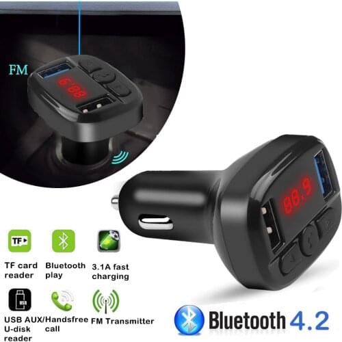 FM Modulator Transmitter Bluetooth-compatible FM Radio 3.1A Dual USB Car Charger Wireless Aux Audio Handsfree Car Kit