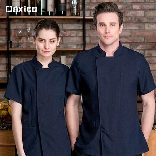 Short Sleeve Breathable Kitchen Clothes Restaurant Chef Jacket Men Bakery Food Service Cooking Overalls Hotel Catering Outfit