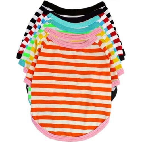 Pet Cat And Dog Clothes Striped Round Neck T-shirt Comfortable And Breathable Dog Clothes Pet Supplies