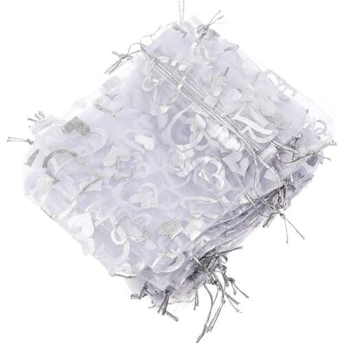 Hot sale 25X Silver Organza Wedding Favor Gift Bag Pouch 12x10cm