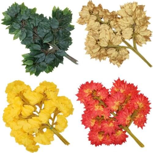 500pcs Artificial leaf decoration fake leaves plastic tree branches simulation silk flower banyan leaves ginkgo biloba wedding
