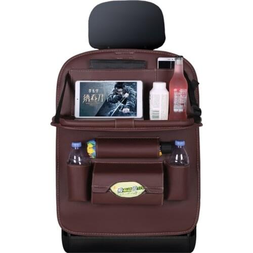 Pu leather car storage bag car bag hanging car seat back storage bag car folding dining table car seat organizer trunk