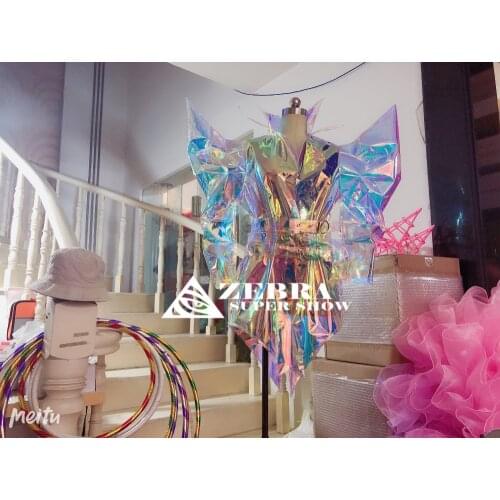 Party performance costume laser PVC future technology jacket cool gogo Nightclub bar male singer dj ds stage show dance wear