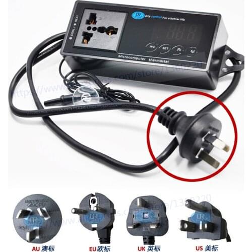 Easy use -40~100'C microcomputer thermostat digital temperature controller with sensor with socket and power plug