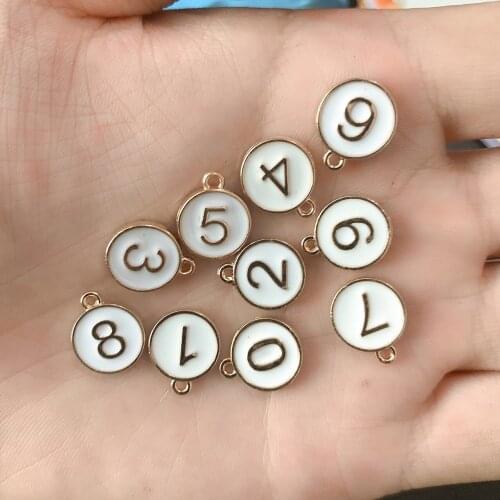 10pcs/Lot Number 0-9 Diy Handmade Oil Enamel Charms Design for Jewelry Making Earring Bracelet or Necklace