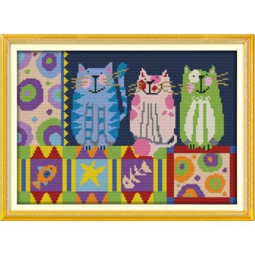 "Abstract painting cats " cross stitch kit 14ct 11ct count print canvas stitching embroidery DIY handmade needlework