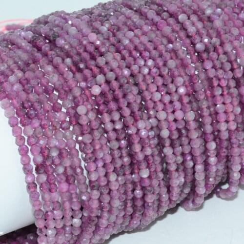 Natural Ruby With Cats Eye Flash Faceted Round Beads 3mm