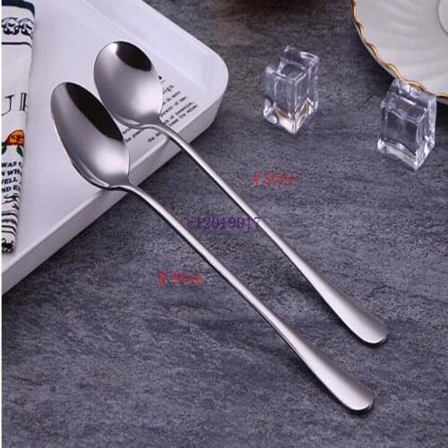 New Stainless Steel Long Handle Spoon Coffee Latte Ice Cream Soda Sundae Cocktail Scoop Free Shipping #77