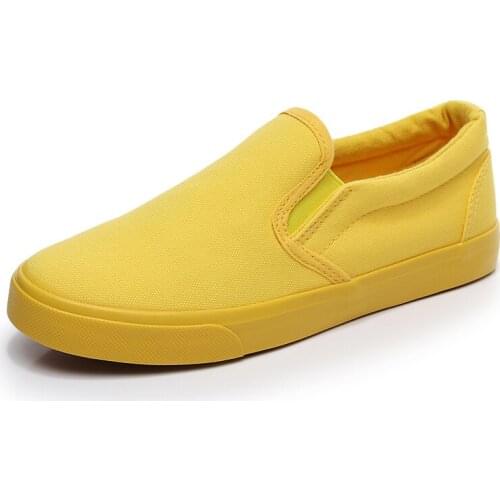 2019 autumn couple canvas shoes womens shoes flat white shoes pedal lazy street shoes yellow womens shoes