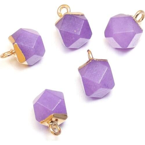 Natural Stone Faceted Pendant Fashion Rose Quartze Labradorite Charms Pendants for Jewelry Making DIY Necklaces 5Pcs/lot