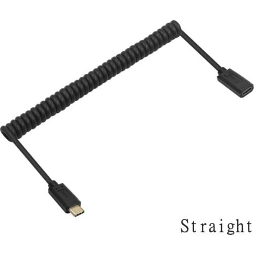 Gold Plated Spring Retractable 10Gbps Gen2 Type-C USB 3.1 Male To USB-C Female Extension Data PD Charging Cable Extender Cord