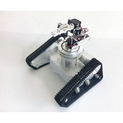Obstacle-surmounting tank car with 6 dof robot arm chassis, high torque,metal structure,big load,metal mechanical claw