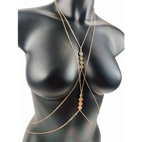 Sexy Body Jewelry Goth Chest Chains Charm Body Chain Bikini for Women Summer Accessories Beach Waist Punk Gift Necklaces Sequins