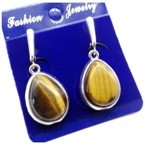 Wholesale Natural stone Quartz crystal Teardrop tiger eye charm earring pendant for DIY Jewelry Making earring Girl gift