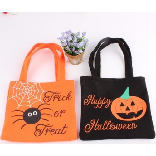 Halloween Pumpkin Candy Bag Trick or Treat Cute Smile Face Basket Non-woven Pail Props Children Gift Tote Bag LX8161