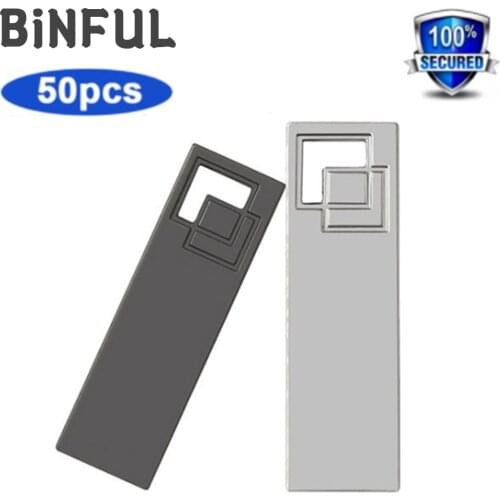 BiNFUL 50pcs Metal PenDrive USB 2.0 Usb Flash Drive waterproof Pen Drive Usb Stick 1GB 2GB 4GB 8GB 16GB 32G Memory Stick U Disk