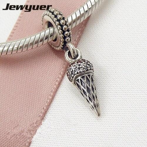Sterling-silver-jewelry Ice cream charms 925 sterling silver jewelry charm fit beads bracelet necklace diy fine jewelry DA153