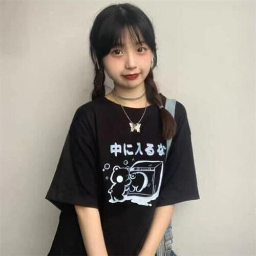 Harajuku Style Woman T shirt Japan Style Print Short Sleeve O Neck Women Tops Tees Cotton Spandex Tee shirt Women