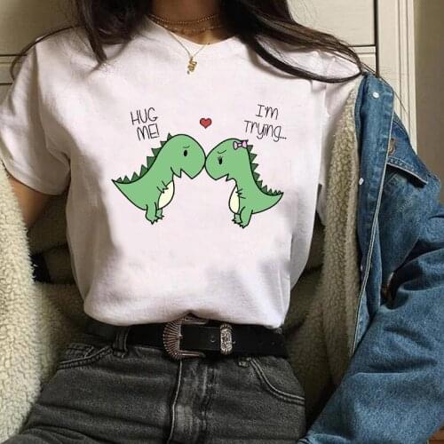 Women Print Clothing Sweet Dinosaur Cartoon Fashion 90s Love Ladies Clothes Lady Tees Tops Lovely T Shirt Womens T-Shirt