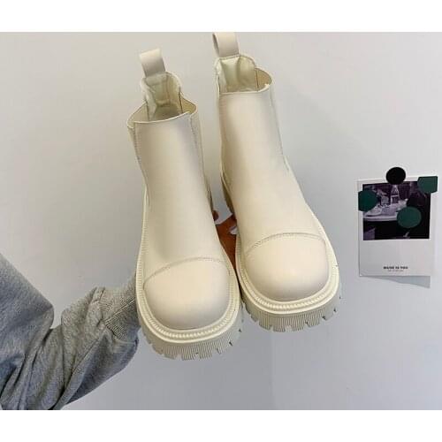 Lolita Boots Female Shoes Boots-Women Round Toe Ladies Autumn Summer Mid-Calf Rubber Rock Mid Calf Low 2021 Lace-Up PU Rome Sol