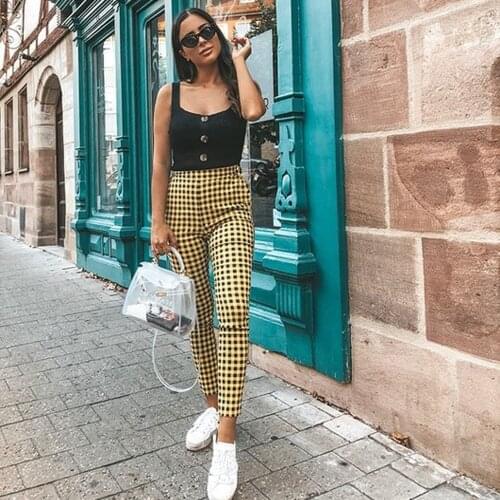 Womens High-Waist Pencil Pants, Lattice Casual Pants, Womens Slim Trousers, Foot Pants, Tight Pencil Pants, Womens Leggings