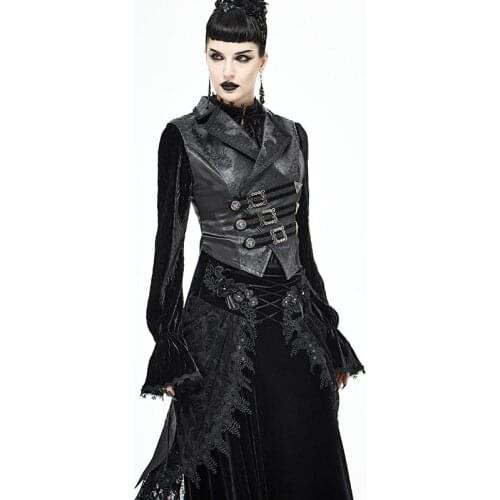 Gothic Retro Gorgeous Palace Style Stitching Leather Velvet Coat Lapel Button Petal Sleeve Autumn And Winter Short Coat Tuxedo