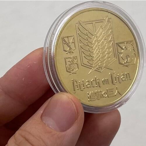 5 Designs Attack on Titan Gold Coins Hot Japanse Anime Coins for Collection