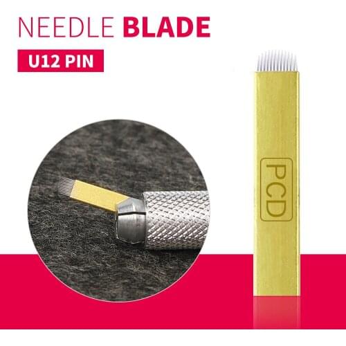 0.25mm 100PCS Microblading Tebori PCD 12 U Shape Tattoo Needles Permanent Makeup Manual Eyebrow Blades 12 Pin Hard Needle