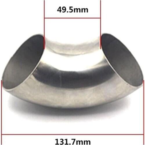1PC Exhaust Elbow Pipes Weldable Reducer Adapters 60mm Stainless Steel 90 Degree Bend Auto Vehicles Mufflers