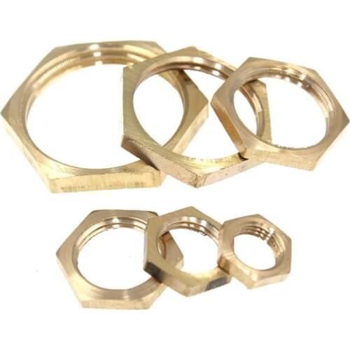 10pcs 1/8" 1/4" 3/8" 1/2" 3/4" 1" BSP Female 3mm ThicknessBrass Hex Lock Nuts