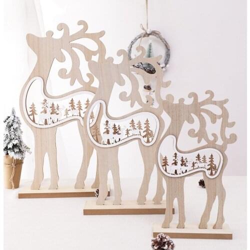 2021 navidad Christmas creative wooden hollow elk ornaments Christmas elk gifts cafe window holiday scene atmosphere decorations