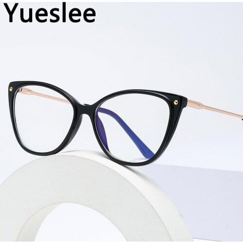 49907 Plastic Titanium Glasses Anti Blue Light Personalized Retro Cat Eye Glasses Frame Men Women Optical Fashion Computer Eyeg