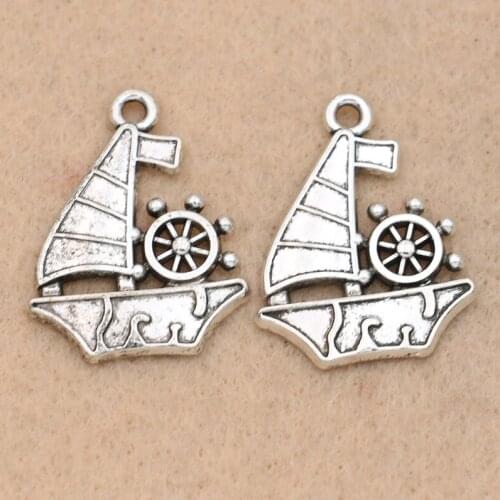 5pcs Tibetan Silver Plated Boat Charms Pendants For Jewelry Making Bracelet Diy Handmade 28x22mm