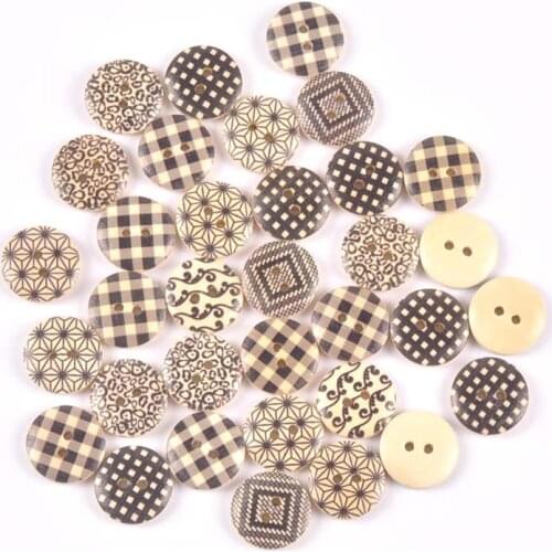 50pcs Black series Wood Buttons for Handwork Sewing Scrapbook Clothing Crafts Accessories Gift Card 18mm