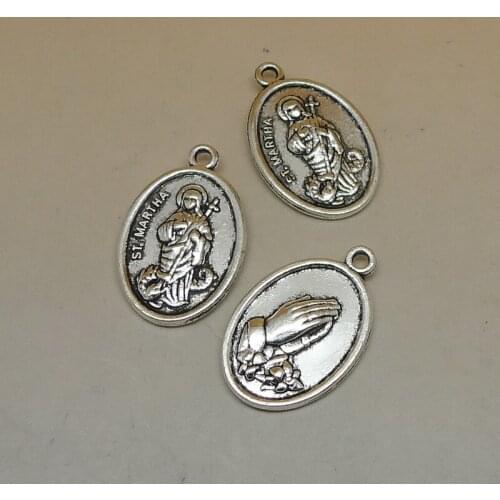50pcs/lot Vintage Silver Virgin Mary Charms 27x18mm Religion Pendant Jewelry Crafts