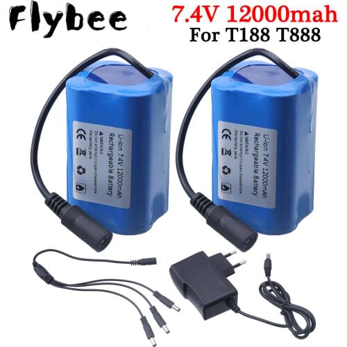 7.4V 12000mAh Battery + charger for T188 T888 2011-5 TH88 V007 CF18 C18 Remote Control RC Fishing Hook Bait Boat Spare Parts